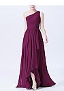 One Shoulder Purple Hi-low Bridesmaid Dresses