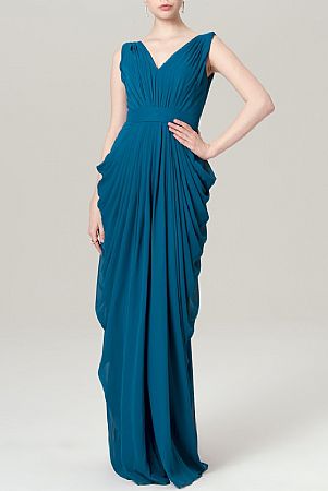 Pleated Blue Chiffon Bridesmaid Dresses