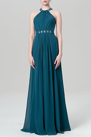 Beaded Halter Chiffon Bridesmaid Dresses 2018