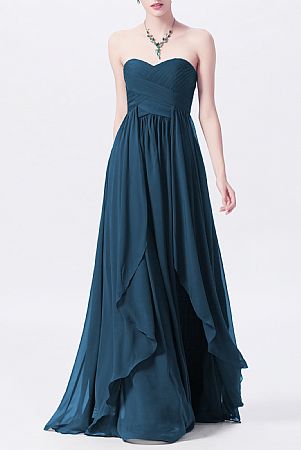 Navy Blue Ruched Sweetheart Chiffon Bridesmaid Dresses