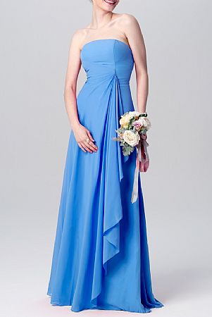 Strapless Blue Chiffon Bridesmaid Dresses