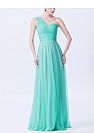 One Shoulder Mint Ruched Chiffon Bridesmaid Dresses