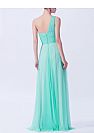 One Shoulder Mint Ruched Chiffon Bridesmaid Dresses