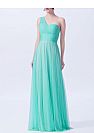 One Shoulder Mint Ruched Chiffon Bridesmaid Dresses