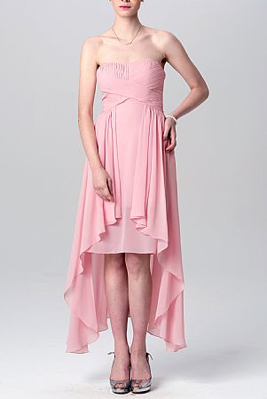 Watermelon Ruched Sweetheart Hi-low Bridesmaid Dresses