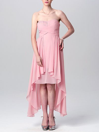 Watermelon Ruched Sweetheart Hi-low Bridesmaid Dresses