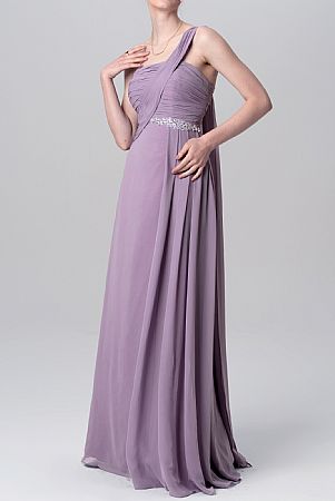 Beaded Grey Long Chiffon Bridesmaid Dresses