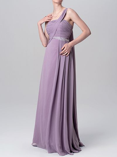 Beaded Grey Long Chiffon Bridesmaid Dresses