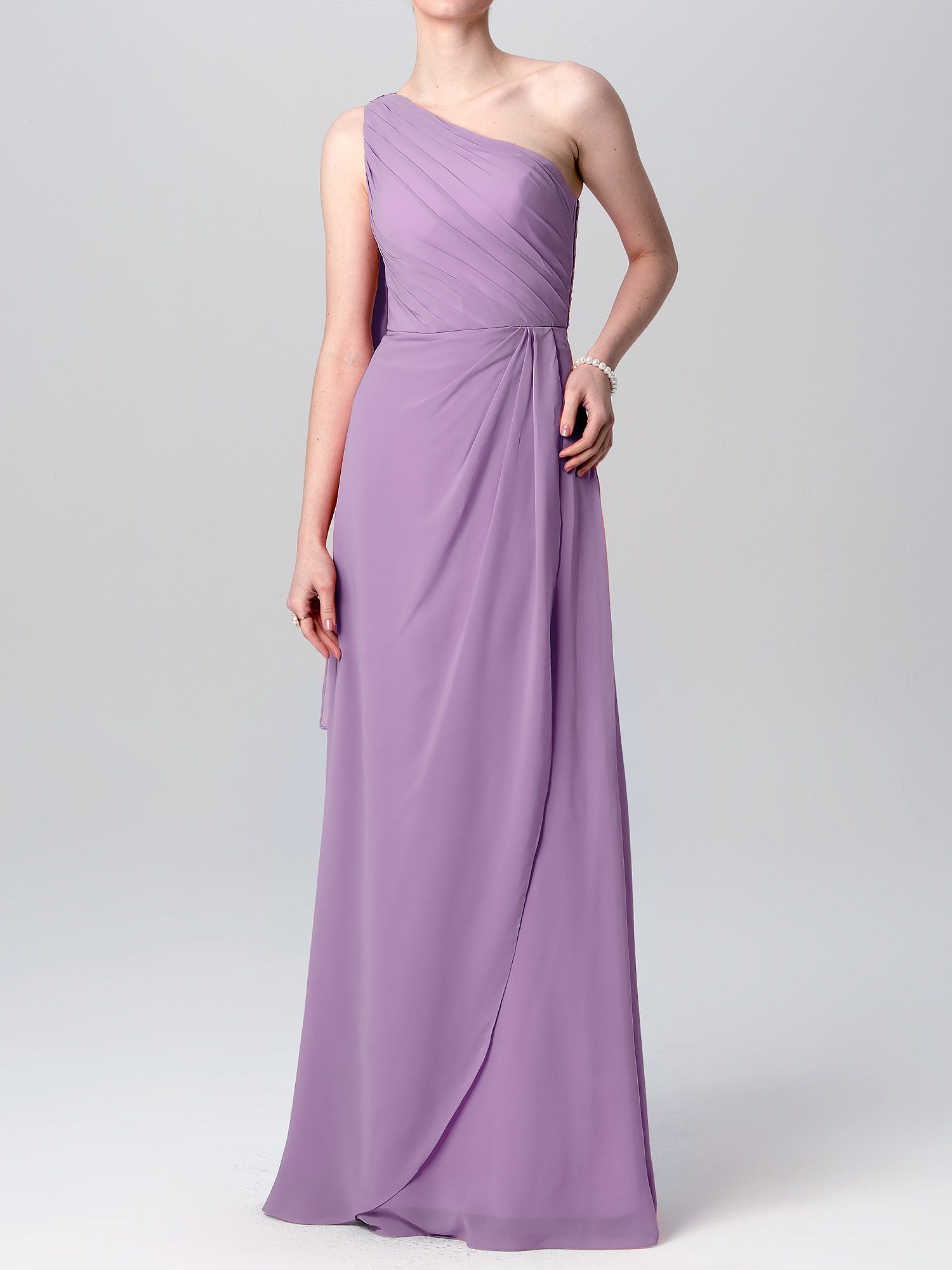 One Shoulder Ruched Purple Bridesmaid ...