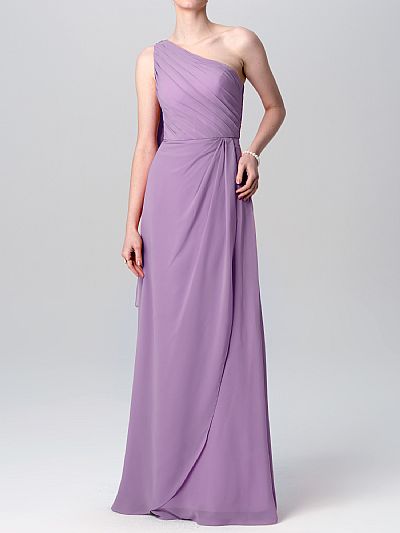 One Shoulder Ruched Purple Bridesmaid Dresses