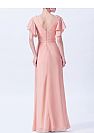 Pink Long Chiffon Bridesmaid Dresses with Sleeves