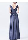 Blue Long Chiffon Bridesmaid Dresses Cap Sleeves