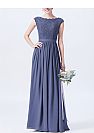 Blue Long Chiffon Bridesmaid Dresses Cap Sleeves