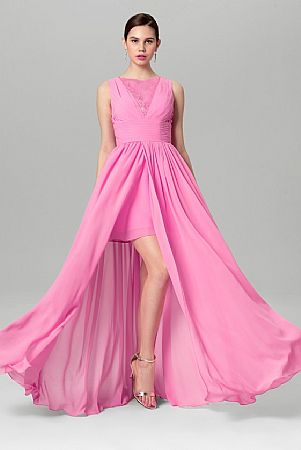 Pink Hi-low Chiffon Bridesmaid Dresses