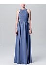 Blue Halter Ruched Chiffon Bridesmaid Dresses