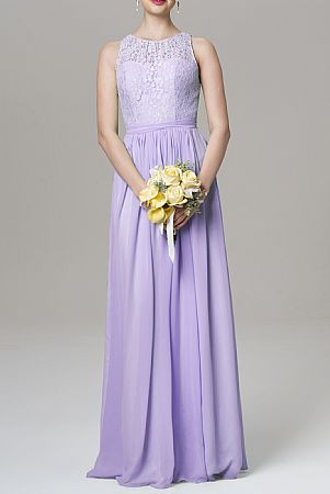 Elegant Lavender Lace and Chiffon Bridesmaid Dresses
