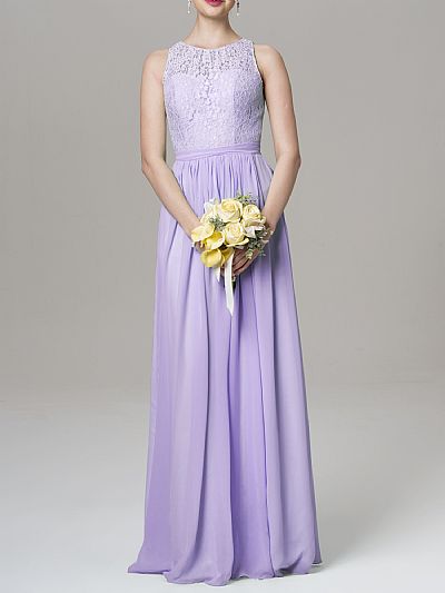 Elegant Lavender Lace and Chiffon Bridesmaid Dresses