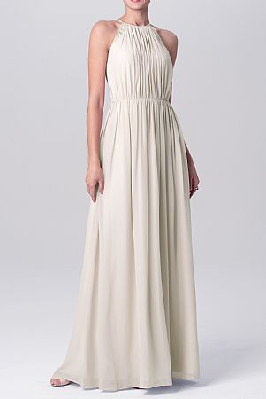 Ruched Halter Long Bridesmaid Dresses