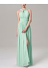 Mint Ruched Halter Side Split Bridesmaid Dresses