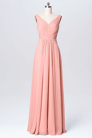 Elegant Pink Ruched Chiffon Bridesmaid Dresses