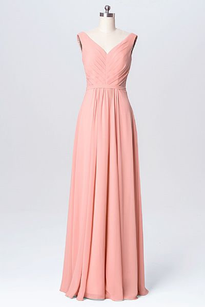 Elegant Pink Ruched Chiffon Bridesmaid Dresses