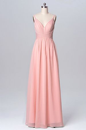 Simple Ruched Pink Bridesmaid Dresses 2018
