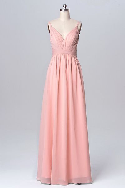 Simple Ruched Pink Bridesmaid Dresses 2018