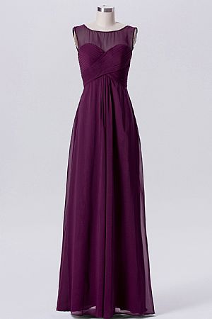 Modest Ruched Purple Bridesmaid Dress