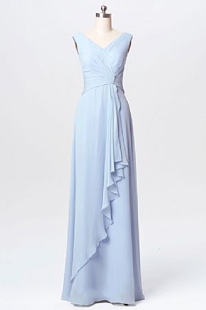 Light Blue Long Chiffon Bridesmaid Dress