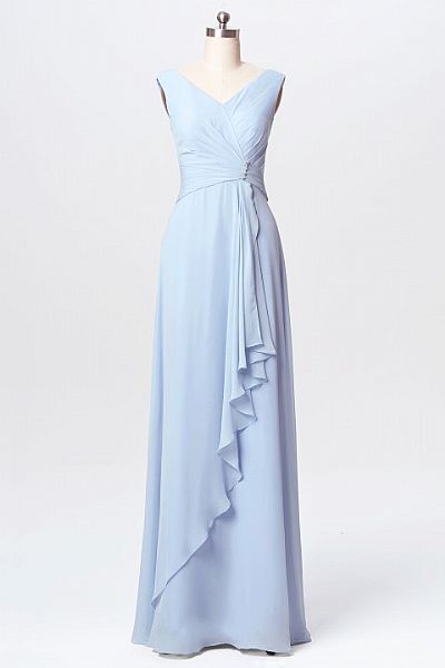 Light Blue Long Chiffon Bridesmaid Dress