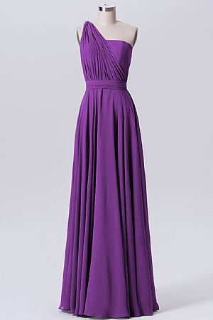 2018 One Shoulder Long Purple Bridesmaid Dresses