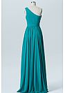 One Shoulder Ruched Blue Chiffon Bridesmaid Dress