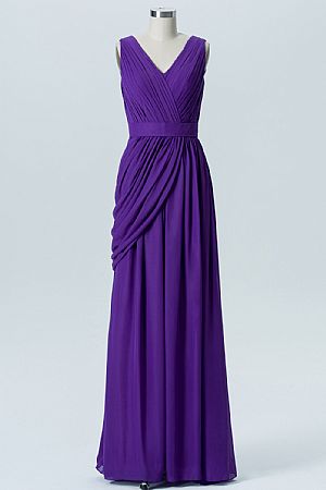 Elegant Pleated Purple Bridesmaid Dresses 2018