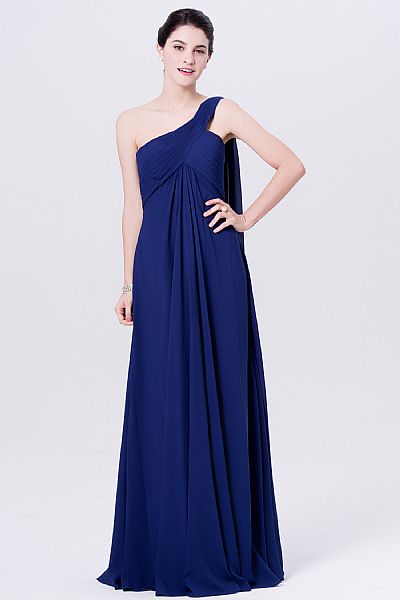 Stylish Ruched Navy Blue Bridesmaid Dress