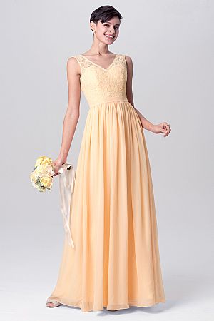 Orange Lace and Chiffon Bridesmaid Dresses