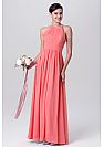 Watermelon Ruched Halter Bridesmaid Dresses