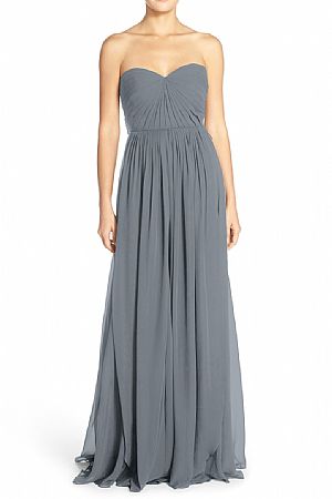 Ruched Sweetheart Long Chiffon Bridesmaid Dresses