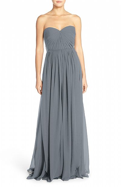 Ruched Sweetheart Long Chiffon Bridesmaid Dresses