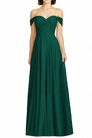 Hunter Green Off the Shoulder Bridesmaid Dresses