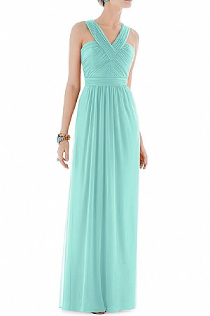 Light Blue Crisscross Ruched Bridesmaid Dress