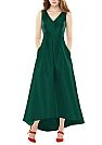 Green Hi-low Satin Bridesmaid Gowns with Pockets