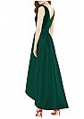 Green Hi-low Satin Bridesmaid Gowns with Pockets