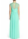 Blue Chiffon Bridesmaid Gowns with V-Neck Cap Sleeves