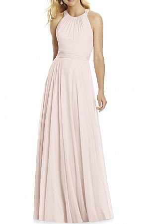 Light Pink Ruched Hater Bridesmaid Gowns