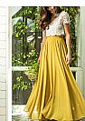 Two Pieces Bridesmaid Dresses White Lace Bodice & Yellow Skirt