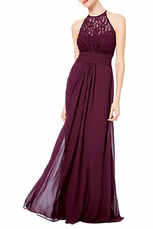 Retro Floral Appliqued Halter Bridesmaid Dresses