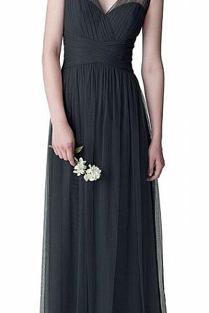 Ruched Black Tulle Bridesmaid Dresses with Strps