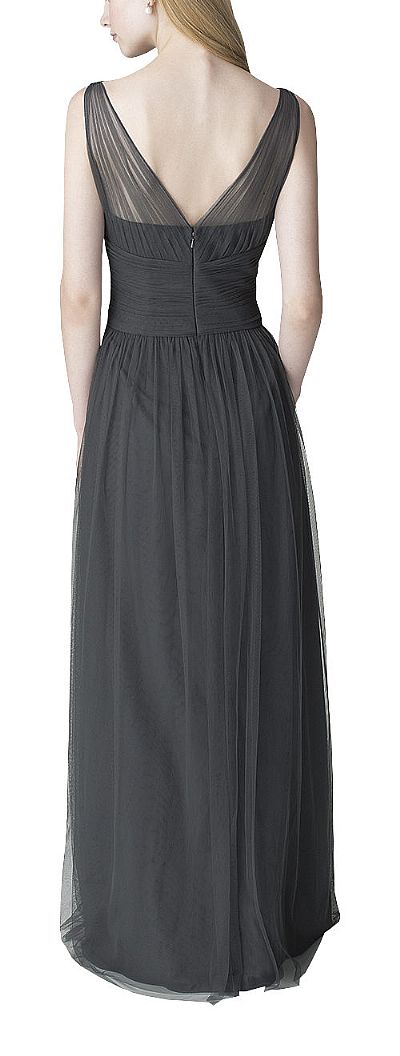 Ruched Black Tulle Bridesmaid Dresses with Strps