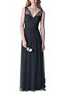 Ruched Black Tulle Bridesmaid Dresses with Strps