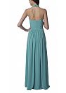 Simple Ruched Halter Blue Bridesmaid Dresses